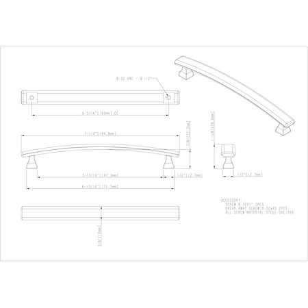 Elements By Hardware Resources 160 mm Center-to-Center Satin Nickel Square Hadly Cabinet Pull 449-160SN